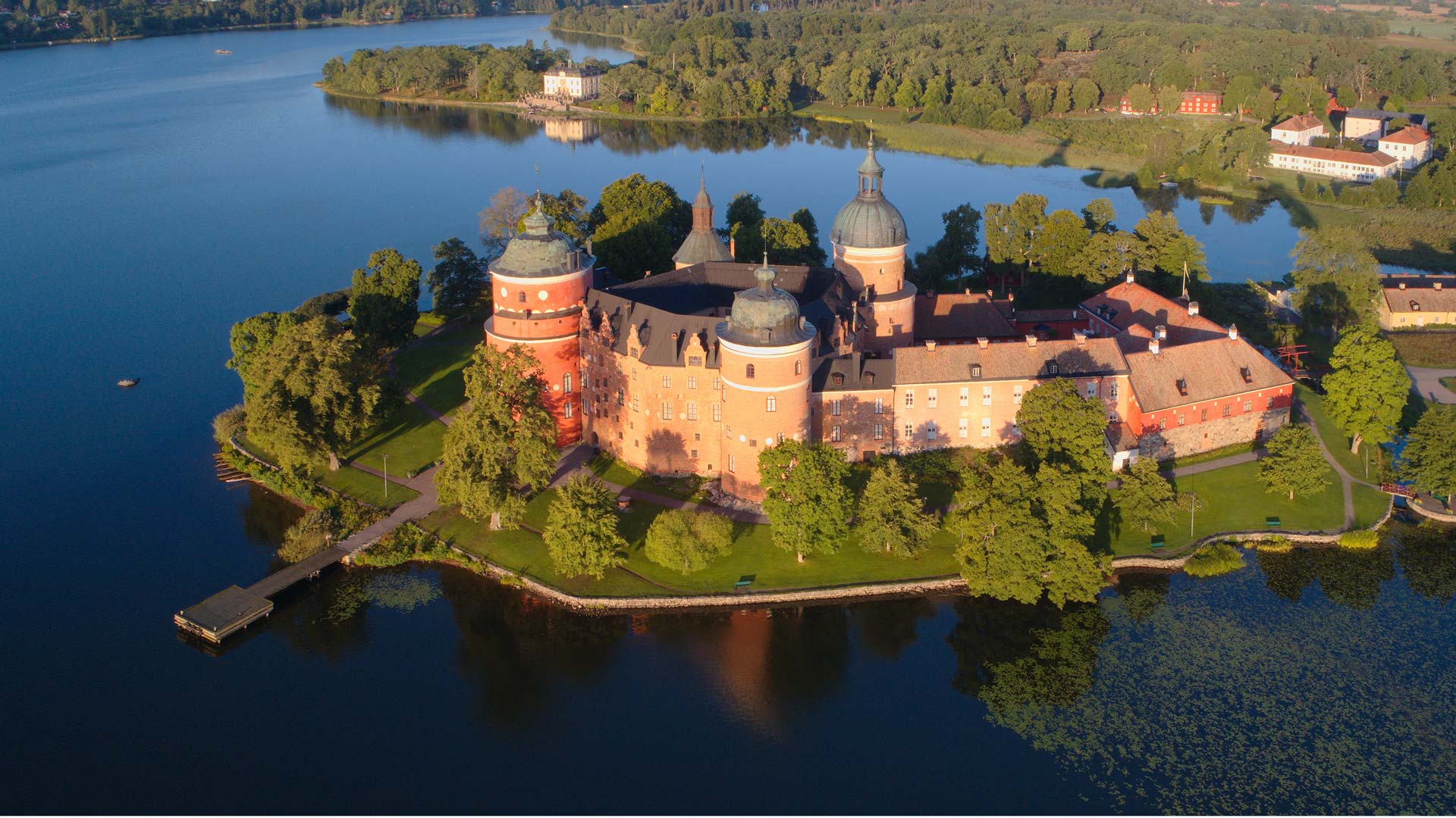Aerial view of Gripsholm Castle in Sweden